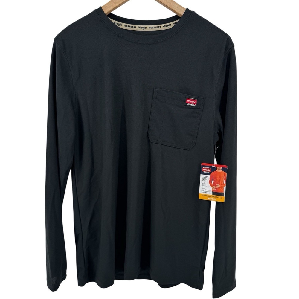 Wrangler Men's Black Workwear Long Sleeve Pullover Crew Neck Shirt Size Small